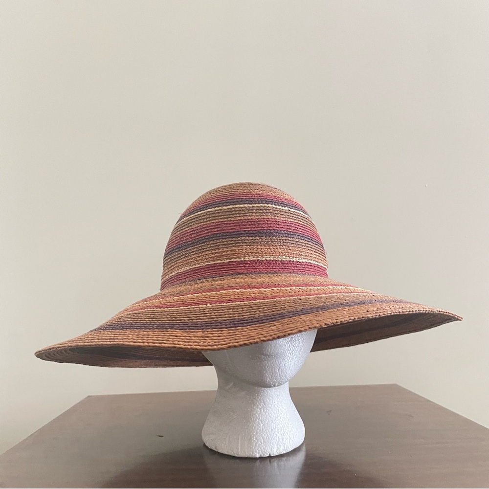 SOLD Helen Kaminski Hat Wide Brim Sun Raffia Womens Multicolor Summer Beach - Picture 8 of 15